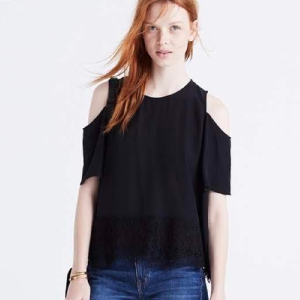 *EUC* Madewell 100% Silk Cold Shoulder Blouse - M
